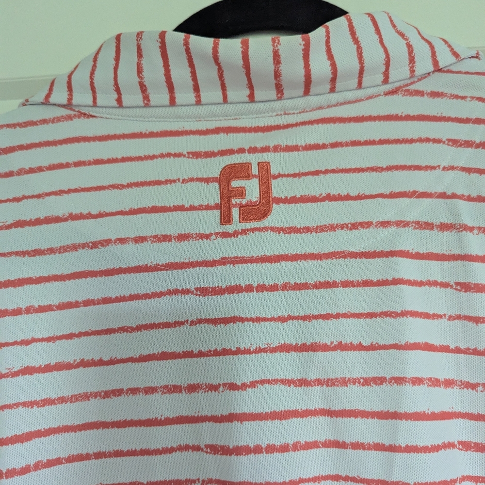 FootJoy Striped Polo Shirt in Orange and White